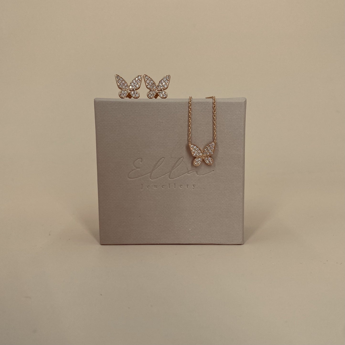 Butterfly Eyrnalokkar með hvítum sirkonsteinum - Leonard